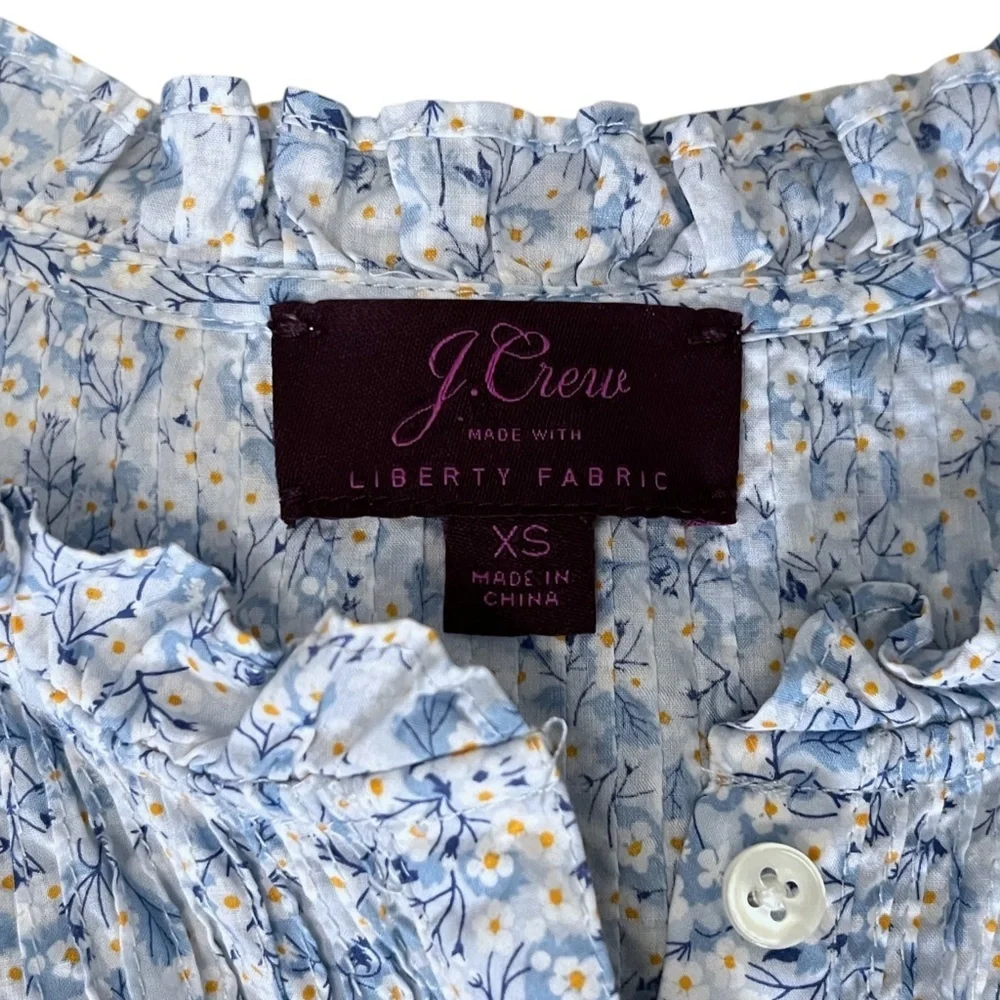 J.Crew Liberty Fabric Misti Valeria Floral Popover Blouse Ruffle Neck XS